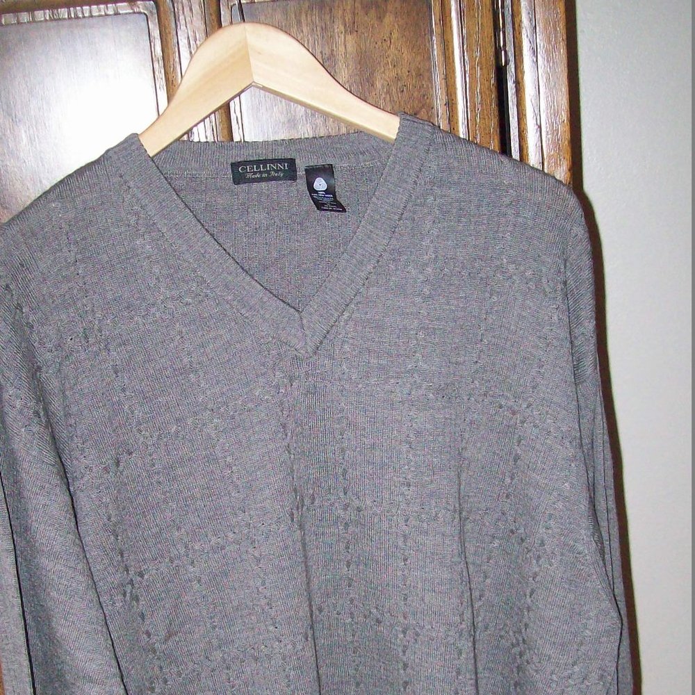 NWOT XL MEN'S CELLINNI  MADE IN ITALY 100% PURE NEW WOOL  LONG SLEEVE SWEATER